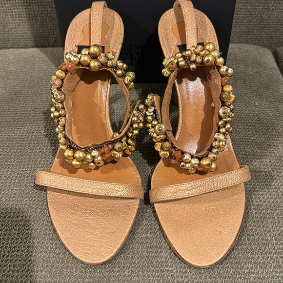 Auth Gianfranco Ferre Scarpa Donna Strappy Heels Rose Gold Embellished Anklets - Picture 7 of 14